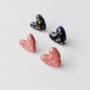 Dotted Porcelain Heart Studs -  Pink – Image 5