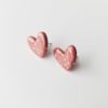 Dotted Porcelain Heart Studs -  Pink – Image 6