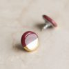 Porcelain Round Stud Earrings - Burgundy and Gold – Image 4