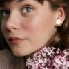 Porcelain Round Stud Earrings - Burgundy and Gold – Image 2