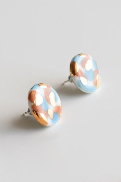 Porcelain Tache Studs - Blue and Orange – Image 3