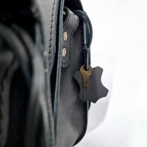 Natural Leather Saddle Backpack - Black