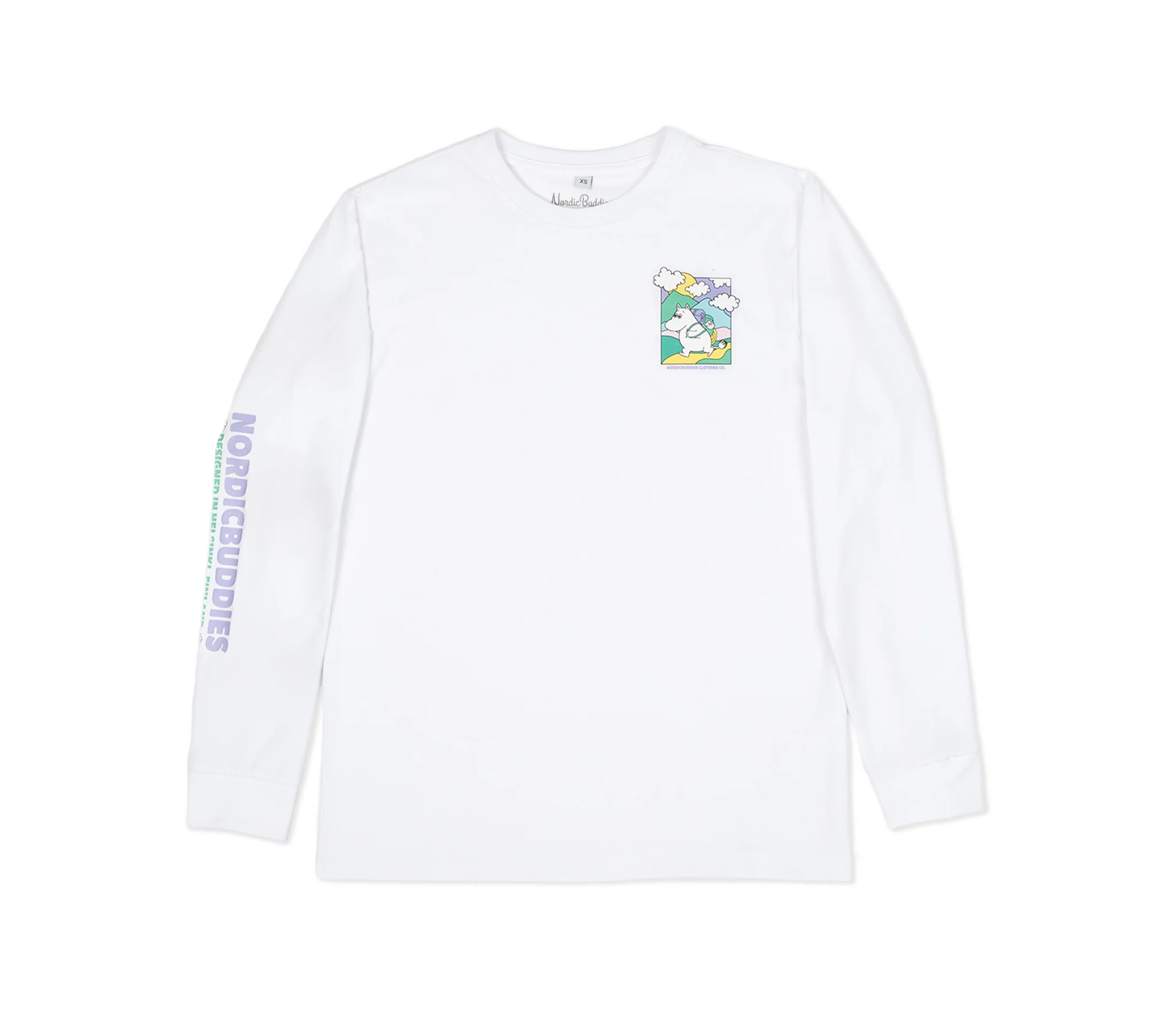 Moomintroll's Adventure Longsleeve Shirt With Cuffrib Unisex - White – Image 2