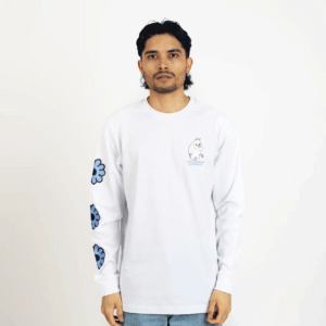Moomintroll's Flower Longsleeve Shirt With Cuffrib Unisex - White