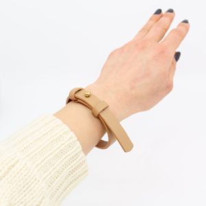 Leather Bracelet With a Brass Fastener in Desert Tan