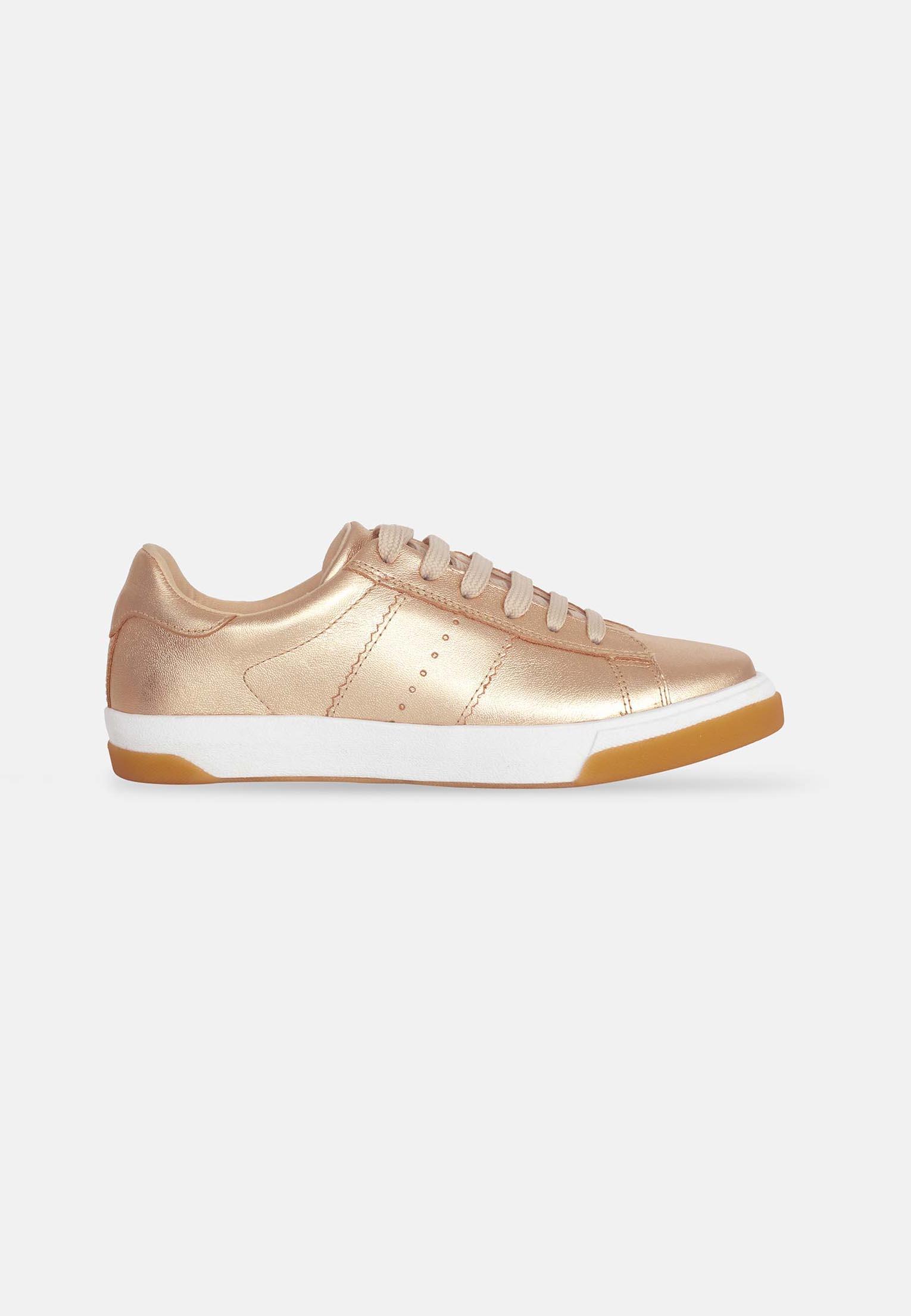 Women's Leather Sneakers - Metallic Golden – Image 5