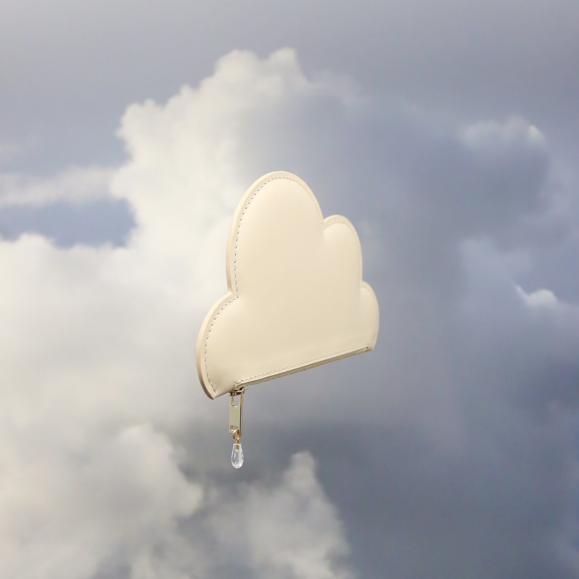 Leather Cloud Purse - Beige