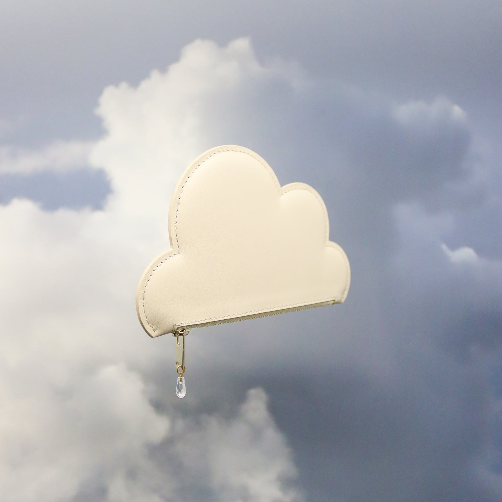 Leather Cloud Purse - Beige – Image 2