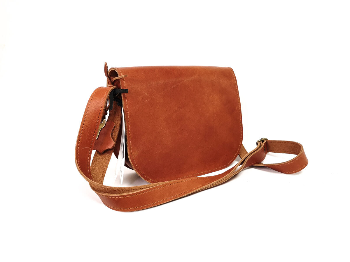 Natural Leather Saddle Bag Medium – Light Brown – Image 2